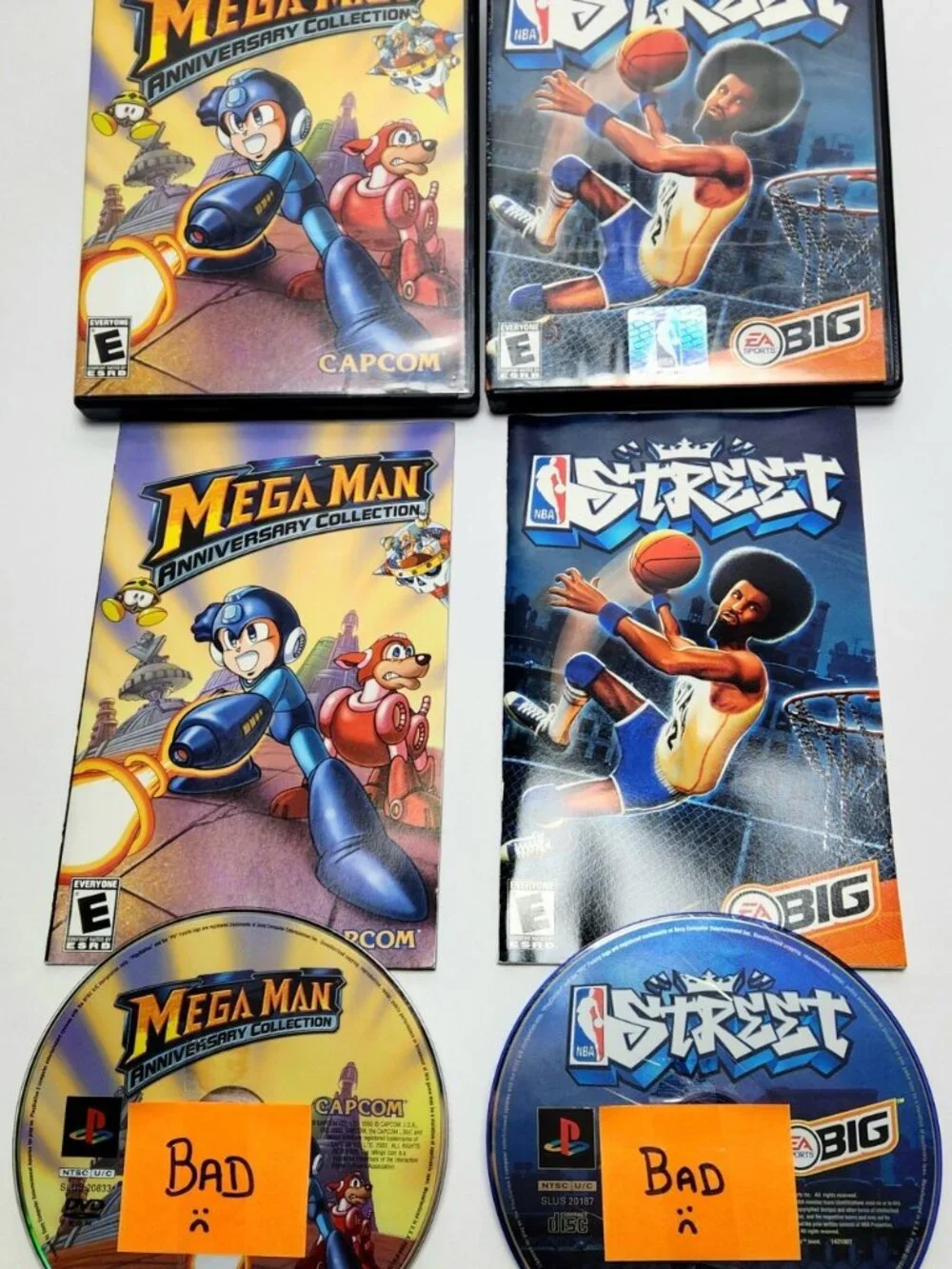 NBA Street PS2 & Mega Man Anniversary Collection PS2 CIB +Manuals -DAMAGED DISCS